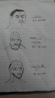 3soyjaks closed_mouth glasses hair irl open_mouth redraw soyjak soyteen stubble traditional_media variant:chudjak variant:markiplier_soyjak variant:soyak // 1836x3264 // 1.1MB