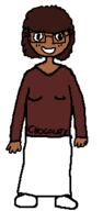 brown_hair brown_skin clothes female full_body glasses hair happy open_mouth soyjak variant:soytan // 166x338 // 4.3KB
