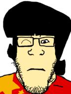 asian asian_female beard china ching_ming glasses hair nose red_shirt soyjak star subvariant:neutralplier variant:markiplier_soyjak wink winking yellow_skin // 600x800 // 71.9KB