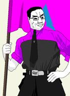 banana_split_ice_cream belt buff flag glasses happy holding_flag holding_object quote_(user) quotism quotist series:administ_soyjaks smile swastika variant:chudjak // 1947x2687 // 153.8KB