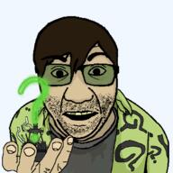 ? batman batman:_arkham_knight batman_(series) dc green holding_object question_mark riddler riddler_trophy trophy variant:el_perro_rabioso villain // 2048x2048 // 339.5KB