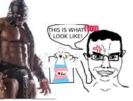 (you) 2soyjaks anger_mark angry apron black_skin buff closed_mouth ear hair heart i_love oh_my_god_she_is_so_attractive open_mouth smile smug soyjak steroids subvariant:chudjak_front tranny tren variant:chudjak variant:unknown // 810x618 // 79.7KB