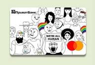 arm beard brainlet brown_hair closed_mouth credit_card flag glasses hand holding_object lgbt open_mouth privatbank smile soyjak stubble text variant:markiplier_soyjak variant:zoomer zoomer // 750x517 // 127.3KB