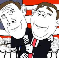 2soyjaks animated bill_clinton brown_hair closed_mouth crowd flag:united_states george_bush_jr glasses jibjab john_kerry open_mouth stubble subvariant:wholesome_soyjak talking teeth variant:a24_slowburn_soyjak variant:bernd variant:chudjak variant:feraljak variant:gapejak variant:impish_soyak_ears variant:nojak variant:soyak white_skin // 368x360 // 136.5KB