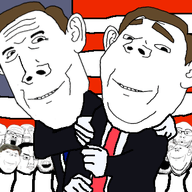 2soyjaks animated bill_clinton brown_hair closed_mouth crowd flag:united_states george_bush_jr glasses jibjab john_kerry open_mouth stubble subvariant:wholesome_soyjak talking teeth variant:a24_slowburn_soyjak variant:bernd variant:chudjak variant:feraljak variant:gapejak variant:impish_soyak_ears variant:nojak variant:soyak white_skin // 368x360 // 136.5KB