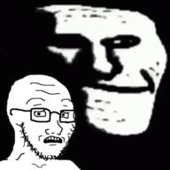 animated glasses scared soyjak stubble subvariant:soyak_(concerned) trollface trollge variant:soyak // 498x498 // 2.2MB