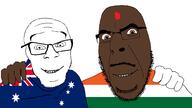 2soyjaks australia brown_skin countrywar flag flag:australia flag:india friendship glasses hand happy india looking_at_you no_more_brother_wars smile soyjak stubble variant:cobson variant:feraljak // 1918x1074 // 53.2KB