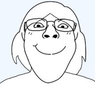 clothes eyelashes female femjak glasses hair looking_at_you series:foidjaks smile soyjak subvariant:bridget template transparent_background variant:bernd variant:gapejak // 1200x1125 // 28.7KB