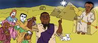 animal art beard big_brain big_head black_skin book catholic catholicism christianity christmas creator_of_whites crown desert george_floyd glasses hair haitian i_can't_breath i_can't_breathe jewish_star jewish_starw judas nation_of_islam night red_hair soyjak star_of_david swastika the_three_wise_men torah variant:bernd variant:chudjak yakub // 1096x484 // 427.6KB