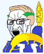 bloodshot_eyes clothes crying empire glasses hair open_mouth primarch roboute_guilliman sci-fi soyjak space stubble variant:soyak warhammer yellow_hair // 280x346 // 92.6KB