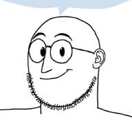 bald closed_mouth ear eyebrows glasses grin hotdiggedydemon smile speech_bubble stubble variant:weirdpenis // 900x900 // 8.8KB