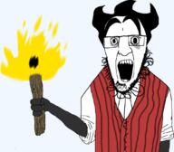 blue_background don't_starve fire glasses jacket open_mouth stubble torch variant:godjak video_game // 1080x947 // 118.2KB