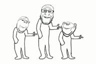 animated dance dancing_trio glasses remaster smile soyjak stubble variant:gapejak variant:impish_soyak_ears variant:markiplier_soyjak // 800x530 // 4.3MB