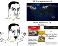 africa angry christianity closed_mouth cross glasses hair hand hands_up map migrants migration necklace news open_mouth text the_great_replacement variant:chudjak white_replacement // 1125x883 // 909.9KB