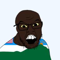 brown_skin country flag flag:grand_gedeh_county flag:liberia glasses grand_gedeh_county hair liberia liberian markiplier open_mouth soyjak stubble transparent transparent_background variant:markiplier_soyjak // 1500x1500 // 49.0KB