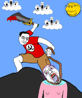 ack ack! bald balding beard black_hair blade blades_of_chaos blood brown_pants cargo_pants cargo_shorts clothes cloud flag:nazi_germany flag:transgender_pride_flag full_body glasses god_of_war hair holding_object lipstick mouth_open multiple_soyjaks nazism open_mouth parody purple_hair red_shirt rock rope series:trios_&_duos short_pants sky smirk smug stretched_mouth stubble subvariant:longplier subvariant:wholesome_soyjak sun swastika t_shirt teeth tongue tongue_out total_tranny_death total_troon_death tranny troon ttd variant:bernd variant:chudjak variant:gapejak variant:markiplier_soyjak variant:tony_soprano_soyjak video_game // 1526x1818 // 357.3KB
