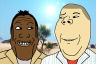 2soyjaks africa are_you_soying_what_im_soying asian black_skin clothes far_cry far_cry_2 grin hair small_eyes smile soyjak subvariant:wholesome_soyjak variant:gapejak variant:markiplier_soyjak video_game yellow_skin // 1200x800 // 647.6KB