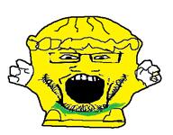 drawing facial_hair gaping_mouth markiplier pie shoe soyjak toy trash_pack variant:markiplier_soyjak yellow // 400x313 // 24.4KB