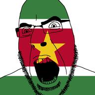 angry country flag flag:suriname glasses open_mouth soyjak star_(symbol) stubble suriname variant:cobson // 721x720 // 25.3KB