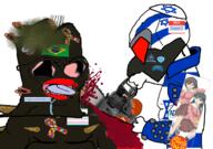 Zionist-Y_(Namefag) adl anime armor autism azumanga_daioh beheading blood blood_from_neck blood_spray bloodshot_eyes brown_skin chainsaw clothes dakimakura distorted doom facial_mark flag:brazil flag:israel flag:minor_attracted_person flag:transgender_pride_flag forehead_mark glasses gore hat hello_my_name_is_(sticker) holding_chainsaw holding_object imp_(doom) jewish_nose judaism kippah looking_at_each_other mask multiple_mouths murder mutt_lips namefag_drama noose open_mouth rope slopjak sloptranWNBAG_(namefag) soyjak star_of_david stubble subvariant:chainsaw_bernd subvariant:jartycuck tongue variant:bernd variant:chudjak visor white_background yellow_teeth // 1238x872 // 701.3KB