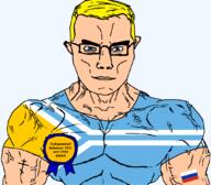 1921 1944 arm award blue_eyes buff christianity closed_mouth clothes eastern_orthodox eyes_like_the_o-o-cean flag flag:russia flag:tuva glasses hair independence orthodox_cross russia soyjak subvariant:chudjak_front subvariant:muscular_chud tannu_tuva text transparent transparent_background tshirt tuva variant:chudjak vein yellow_hair // 1059x929 // 71.6KB