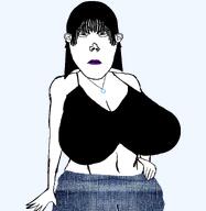 alternate big_breasts blue_eyes breasts denim female goth hair hand_on_hip jeans jewess jews lipstick neutral punk purple_lipstick star_of_david subvariant:vlodette toned variant:vlodson // 2048x2098 // 1.3MB