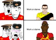 ahegao ancap blush capitalism closed_mouth communism flag:anarcho-capitalism flag:soviet_union glasses merge multiple_soyjaks mustache open_mouth pointing purple_hair smile soviet_union stubble subvariant:chudjak_front subvariant:muscular_chud tranny variant:bernd variant:chudjak variant:cobson variant:krampusjak // 2380x1712 // 1.3MB