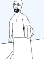 arm beard closed_mouth glasses hand holding_object paper smile smug soyjak template transparent_background variant:bartender // 1536x2048 // 43.5KB