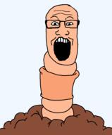 animal dirt glasses open_mouth series:animaljaks soyjak variant:markiplier_soyjak worm // 800x967 // 22.7KB