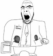 angry arm clothes doctor dr_soyberg full_body gigachad glasses hand head_mirror leg meds pointing pointing_at_viewer soyjak stubble variant:cobson wojak // 800x836 // 165.0KB