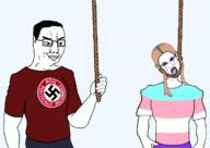 arm clothes glasses hanging holding_object murder pol_(4chan) rope smirk smug soyjak tranny tshirt variant:chudjak // 1200x850 // 193.3KB