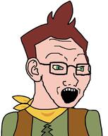 brown_hair camp_camp clothes david_(camp_camp) ear glasses green_eyes open_mouth variant:soyak // 1444x1813 // 290.8KB