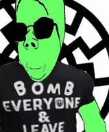 arm bomb central_intelligence_agency closed_mouth clothes distorted federal_bureau_of_investigation fedposting glasses happy meta:tagme rape smile sonnenrad soyjak stubble subvariant:wholesome_soyjak sunglasses t-shirt text trend:glowie variant:gapejak // 271x327 // 35.8KB