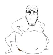 animated bbc dildo ext=gif food fruit glasses meta:pornographic_content more neutral obese soyjak stubble subvariant:neutralplier text variant:markiplier_soyjak // 608x624 // 168.8KB