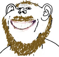 beard bloodshot_eyes brown_beard brown_hair brown_mustache coomer ear faceapp mustache series:coomers_&_gooners smile soyjak variant:impish_soyak_ears // 617x605 // 206.0KB