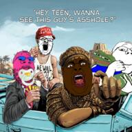 amphibian black_skin doll_(user) frog goatse nas:pepe nikocado_avocado pepe_the_frog pol_(4chan) sargon_of_akkad variant:a24_slowburn_soyjak variant:chugsjak variant:gapejak // 1024x1024 // 1.4MB