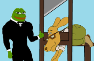 amphibian blue_background bowtie frog guillotine janny looking_at_you meta:not_oc mr_morris muscles muscular_male nas:janny nas:pepe pepe pepe_the_frog smile smug thumbs_up tuxedo // 680x444 // 165.8KB