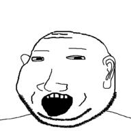 ear eyelids open_mouth small_eyes soyjak stubble subvariant:massjak subvariant:wholesome_soyjak variant:gapejak // 600x600 // 9.9KB