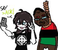 a10_eyes ack ack! africa aryan based black_skin bloodshot_eyes chud drawing flag:pan-african flags girl glasses hanging jigaboo meta:tagme nazism nigger paint red_eyes rope say_ack shitskin text ugly variant:chudjak variant:raid_tan // 1213x1057 // 83.8KB