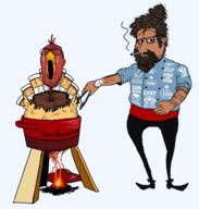 2soyjaks cigarette clothes crying don't_starve fire glasses open_mouth pot soyjak stubble tattoo turkey_(animal) variant:reaction_soyjak variant:smugjak video_game // 922x965 // 238.5KB