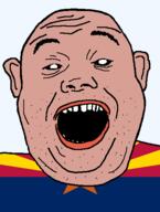 amerimutt arizona black_sclera clothes ear flag flag:arizona hair mcdonalds open_mouth red_shirt soyjak star_(symbol) state stubble teeth transparent_background united_states variant:alicia // 418x555 // 18.2KB