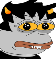 amphibian cancer eye_bags fangs frog grey_skin hair homestuck horn karkat_vantas nas:pepe pepe_the_frog teeth teeth_showing troll_(homestuck) yellow_sclera zodiac // 720x765 // 16.9KB