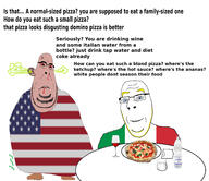2soyjaks amerimutt aryan blue_eyes bottle brown_skin fart fat flag flag:italy flag:united_states italaryan italy pizza red_wine soyjak subvariant:nucob table text united_states variant:cobson water white white_skin wine wordswordswords yellow_hair // 1934x1672 // 870.4KB