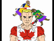 2soyjaks ack aryan blond blood blue_eyes brazil brown_skin buff canada chud flag:brazil flag:canada flag:romania full_body gore hair metal_gear_rising mexi-canadaryan motion_blur murasama music purple_hair romania rules_of_nature skirt stubble subvariant:muscular_chud tranny variant:bernd variant:chudjak white_background white_skin // 960x720, 36.7s // 1.5MB