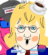 a10_eyes award bisexual blond bvll clothes cup doll doll's_bvll doll_(user) female girl glasses hair john_lennon lennonjak meta:self_insert pooner soyjak stubble suit suit_and_tie swastika tea teasuck_(user) tranny trans trend:aryan variant:feraljak variant:lennonjak // 692x800 // 232.3KB