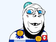 SunShineZion(user) award blue_eyes clothes evil hat israel jews judaism kippah likud logo missing_teeth scar subvariant:emmanuel subvariant:wholesome_soyjak variant:gapejak // 699x528 // 79.3KB