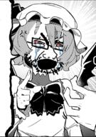 anime bloodshot_eyes clothes crying hair hand hat open_mouth remilia_scarlet soyjak stubble touhou variant:cryboy_soyjak video_game wing // 390x556 // 153.0KB