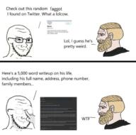 beard chad ear glasses hand kiwifarms mustache nordic_chad soyjak soyjak_comic stubble text twitter variant:soyak // 727x720 // 297.6KB