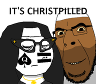 ace_of_spades black_hair brown_eyes brown_skin christian_cross christianity closed_eyes closed_mouth clothes cross eyelashes flag:iraq glasses hat islam its_over meta:op_here_i_am_a_furnigger_and_i_need_to_kill_myself necklace nose queen_of_spades sad smile spade spade_tattoo stubble text variant:cobson variant:soytan white_skin yellow_sclera // 436x382 // 51.8KB