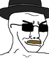 breaking_bad bryan_cranston clothes glasses hat mustache smirk smug soyjak sunglasses variant:soyak walter_white // 644x770 // 10.8KB